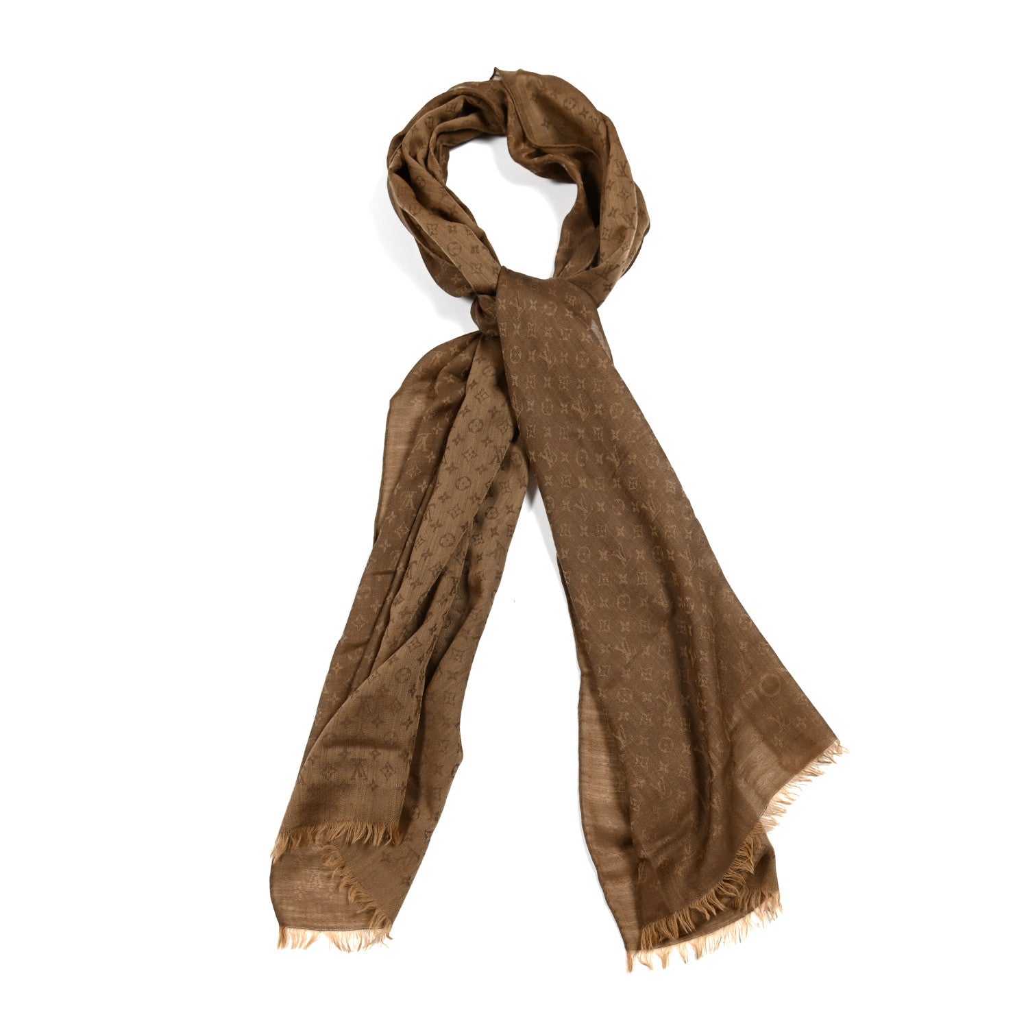 Louis Vuitton Cashmere Nano Monogram Stole Brown 1 of 4