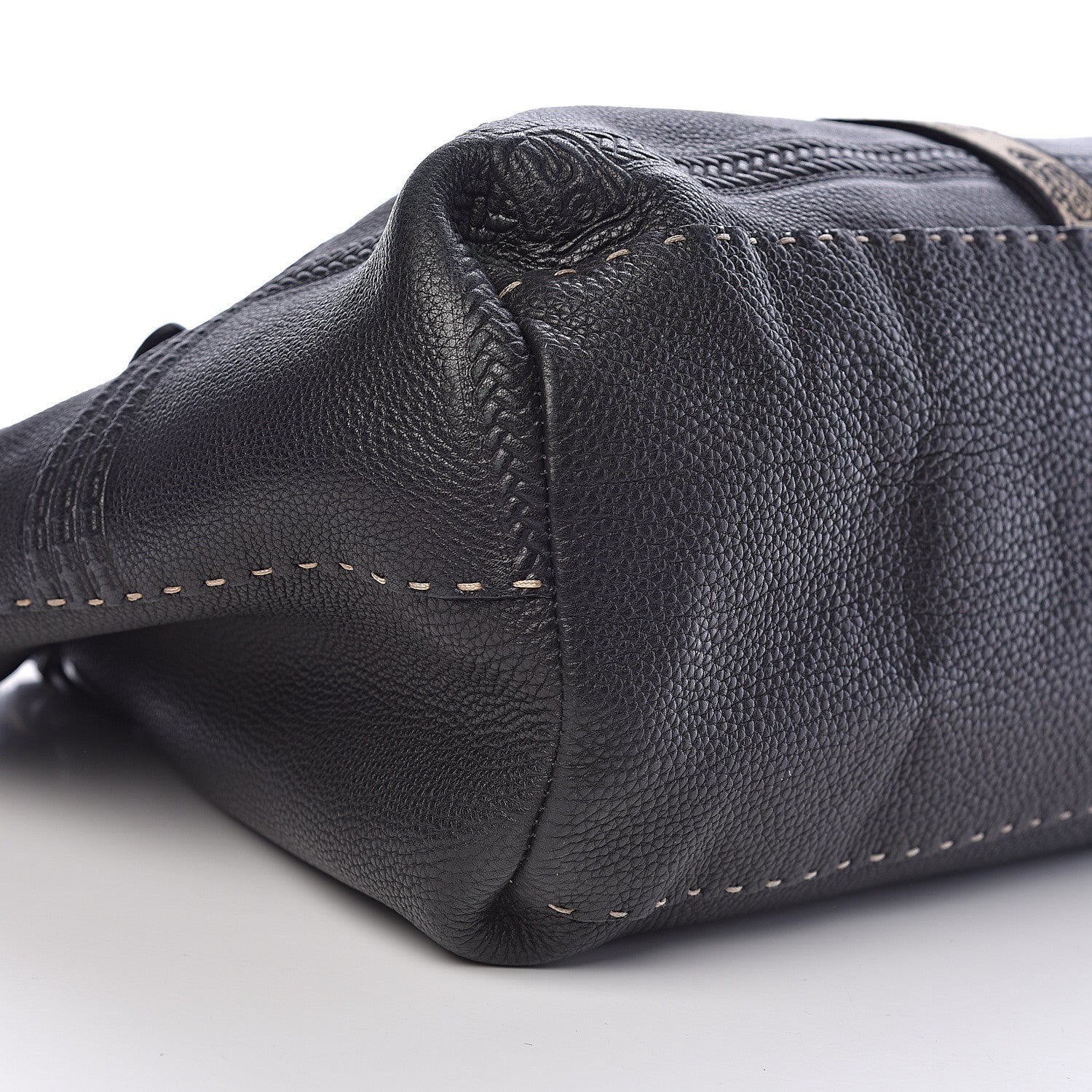 Fendi Calfskin Romano Selleria Large Villa Borghese Tote Black 8 of 10