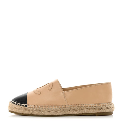 Chanel Lambskin CC Espadrilles 39 Beige Black 1 of 8