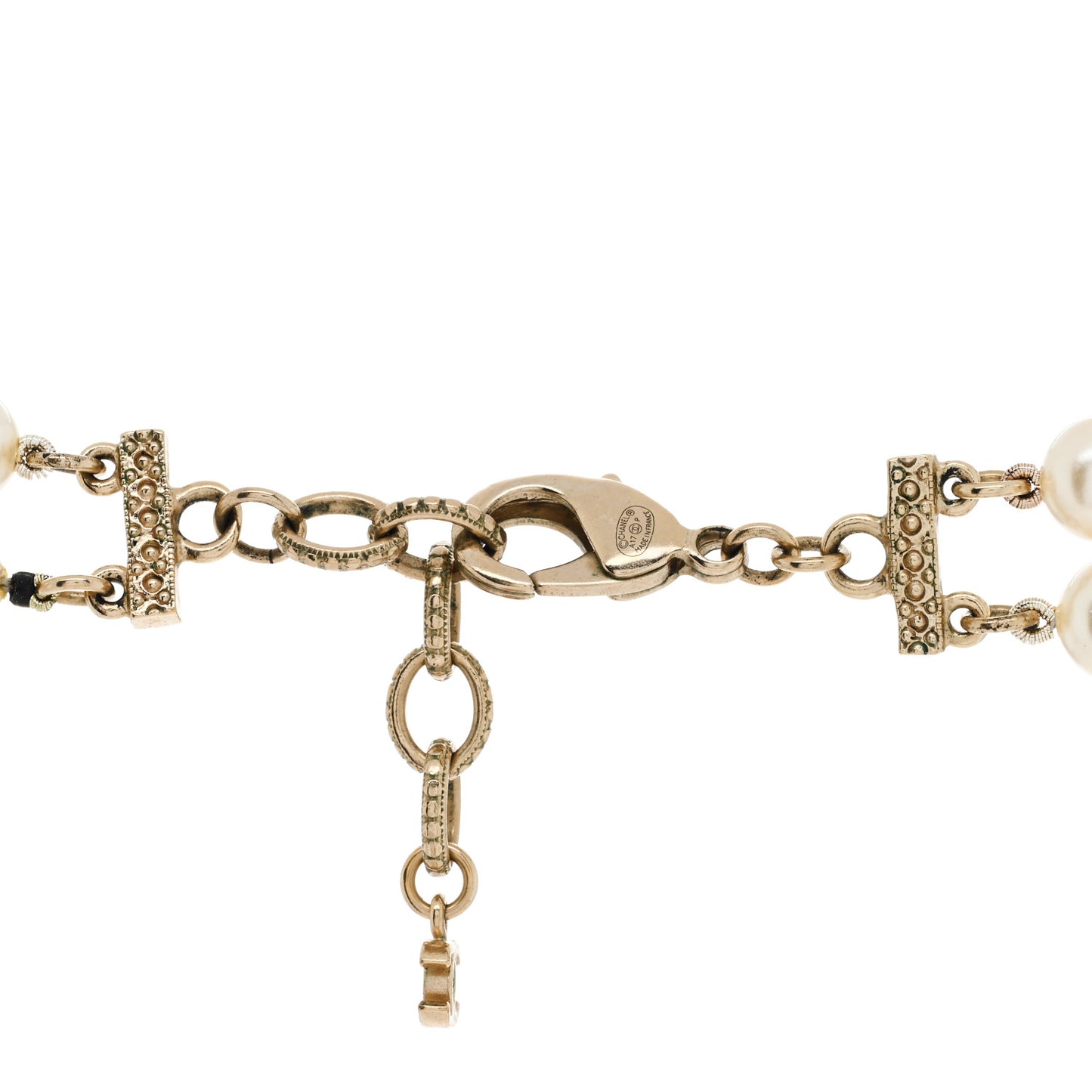 Graduated Pearl CC Long Necklace Gold
