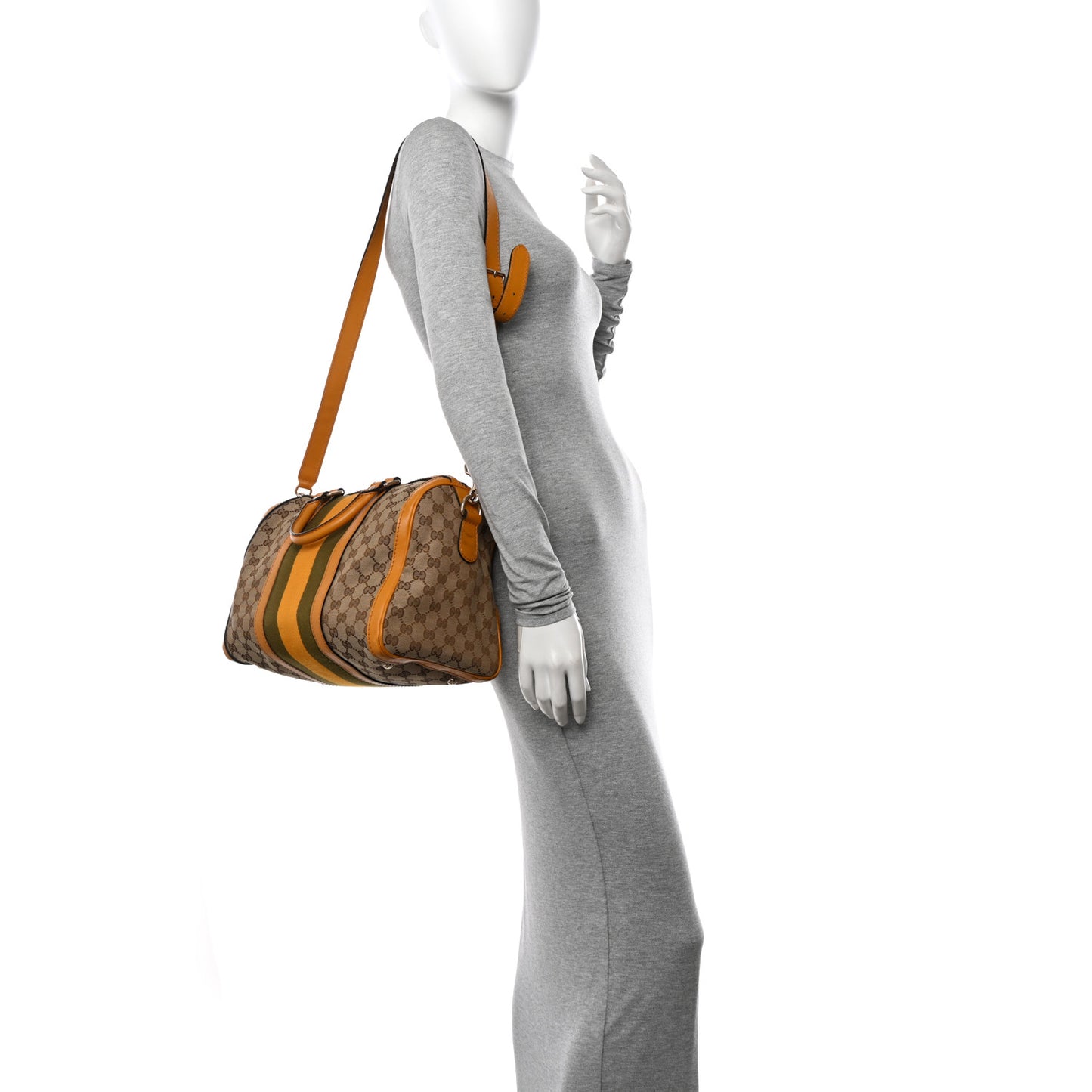 Monogram Selleria Calfskin Vintage Web Medium Boston Beige Ebony Yellow