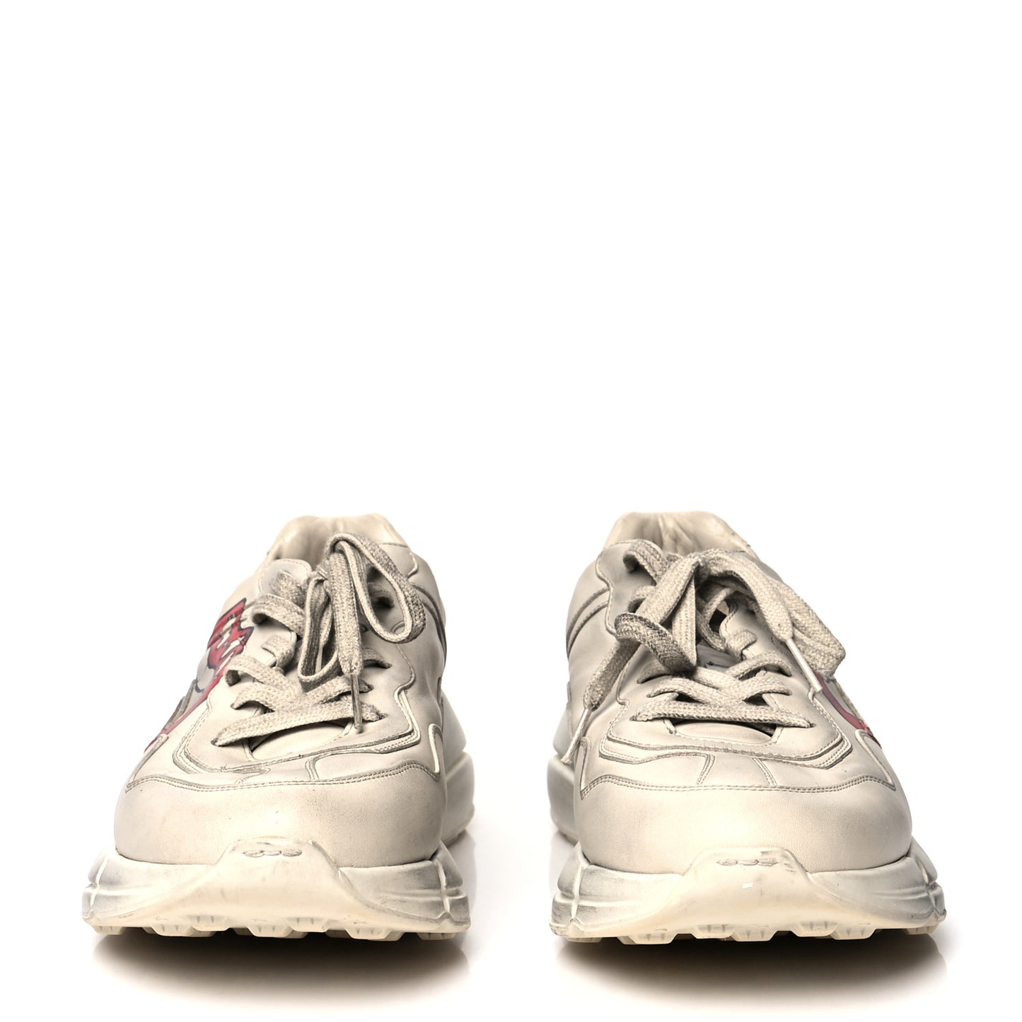 Calfskin Mouth Print Mens Rhyton Sneakers 11 Ivory