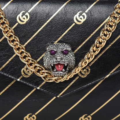 Gucci Calfskin Diagonal GG Medium Thiara Double Envelope Shoulder Bag Black Red 12 of 12