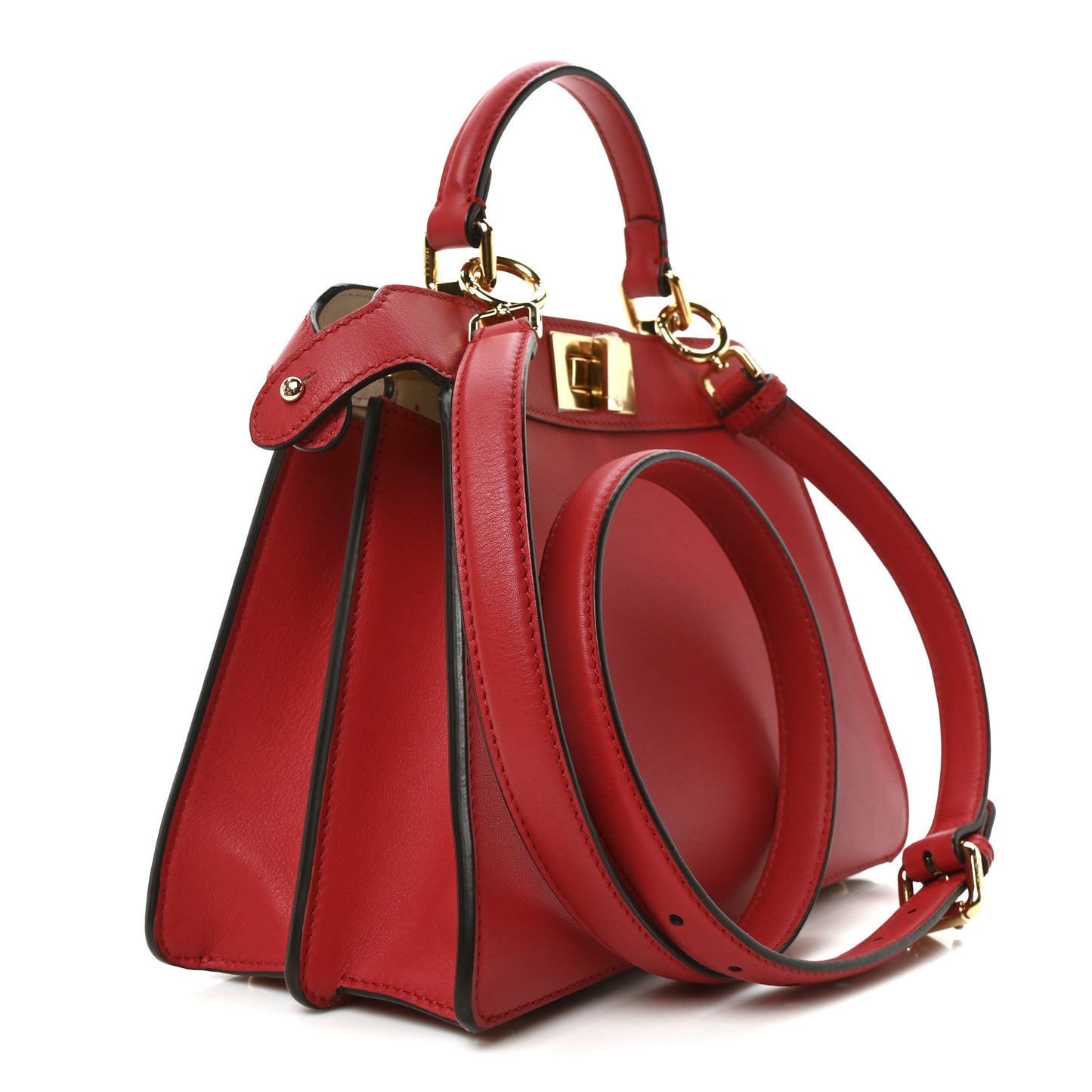 Vitello Seta Shiny Nappa Chinese Valentines Day Karligraphy Small Peekaboo I SEE U Satchel Panna Rosso Cardinale