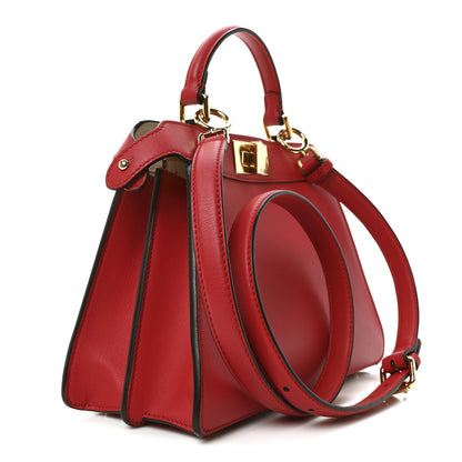Fendi Vitello Seta Shiny Nappa Chinese Valentines Day Karligraphy Small Peekaboo I SEE U Satchel Panna Rosso Cardinale 3 of 10