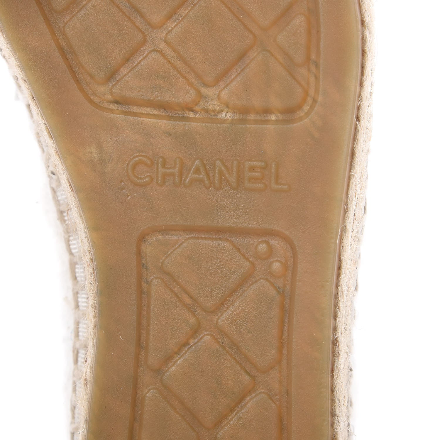 Chanel Tweed CC Espadrilles 39 Ecru White Blue Black 7 of 11