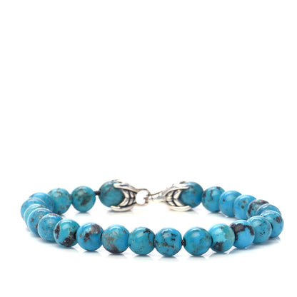 David Yurman Sterling Silver Turquoise 8mm Spiritual Beads Bracelet 3 of 4