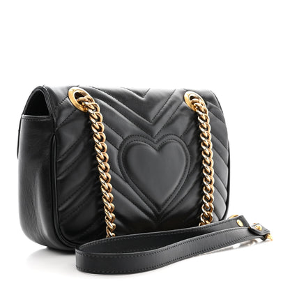Gucci Calfskin Matelasse Mini GG Marmont Shoulder Bag Black 3 of 12