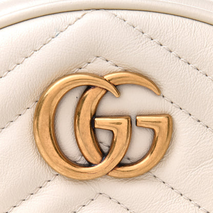 Gucci Calfskin Matelasse Mini GG Marmont Round Shoulder Bag White 6 of 10