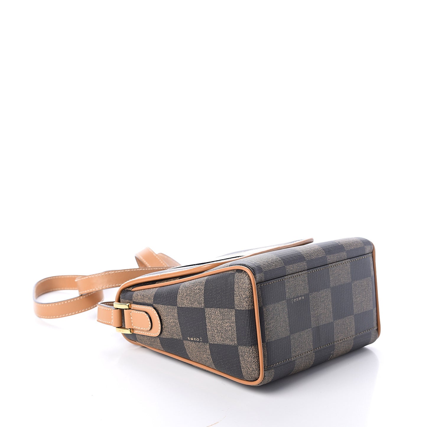 Coated Canvas Checkered Crossbody Bag Tobacco Tan