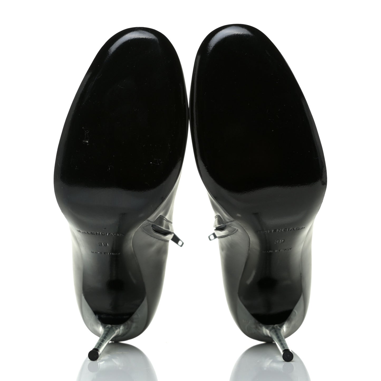 Calkfskin Round Toe Steel Transparent Heel 110mm Booties 39 Asphalte