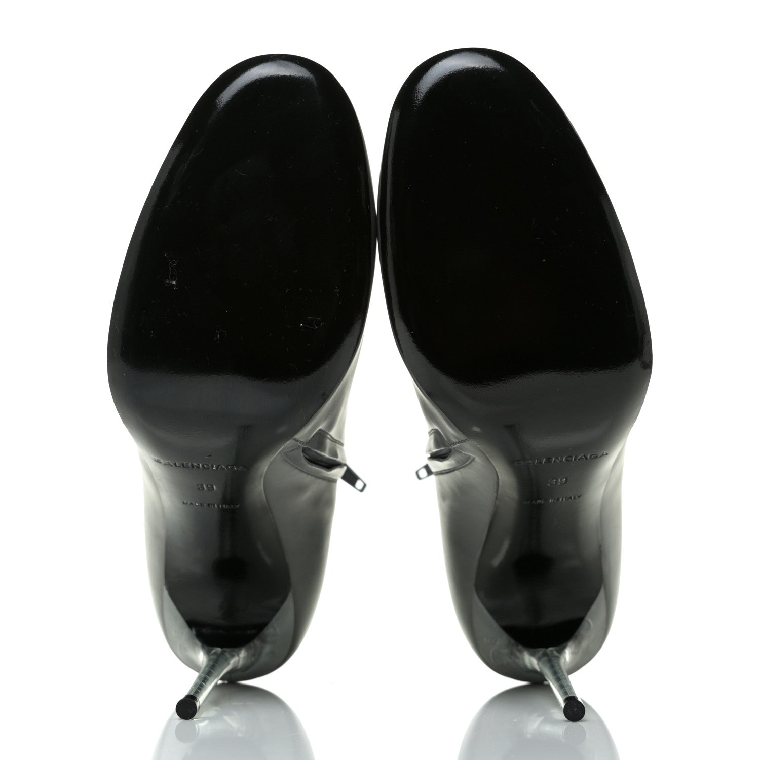 Balenciaga Calkfskin Round Toe Steel Transparent Heel 110mm Booties 39 Asphalte 6 of 8