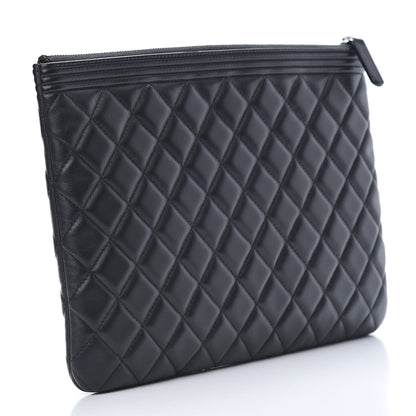 Chanel Lambskin Quilted Medium Boy Cosmetic Case Black 3 of 8