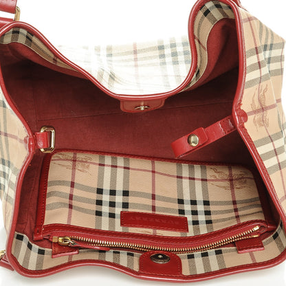 Burberry Haymarket Check Small Canterbury Tote Military Red 5 of 6