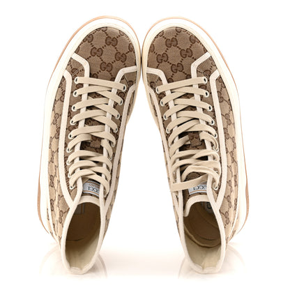 Gucci GG Monogram Mens 1977 Tennis High Top Platform 55mm Sneakers 8.5 Beige Ebony Mystic White 2 of 9
