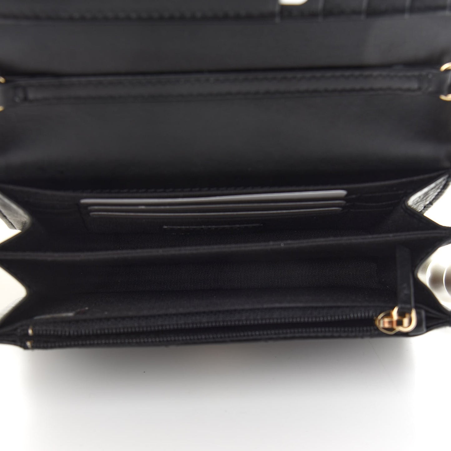 Calfskin Quilted Mini Maxi Pearls Wallet On Chain WOC Black