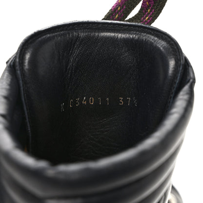 Chanel Lambskin Quilted Lace Up Boots 37.5 Black 8 of 8