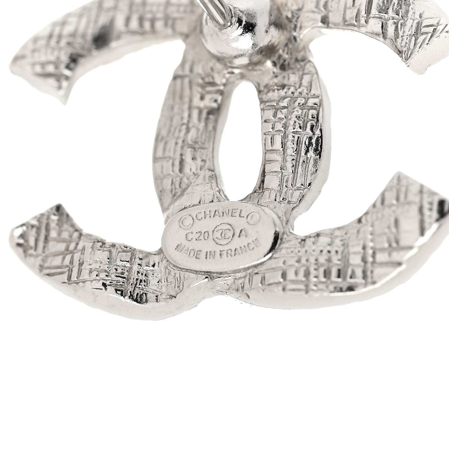 Chanel Crystal Large CC Earrings Silver 4 of 5