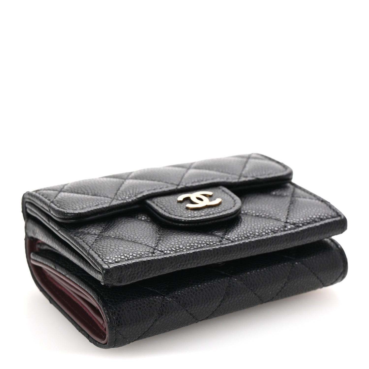 Chanel Caviar Quilted Tri-Fold Flap Wallet Black 4 of 9