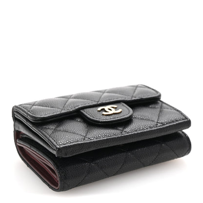 Chanel Caviar Quilted Tri-Fold Flap Wallet Black 4 of 9