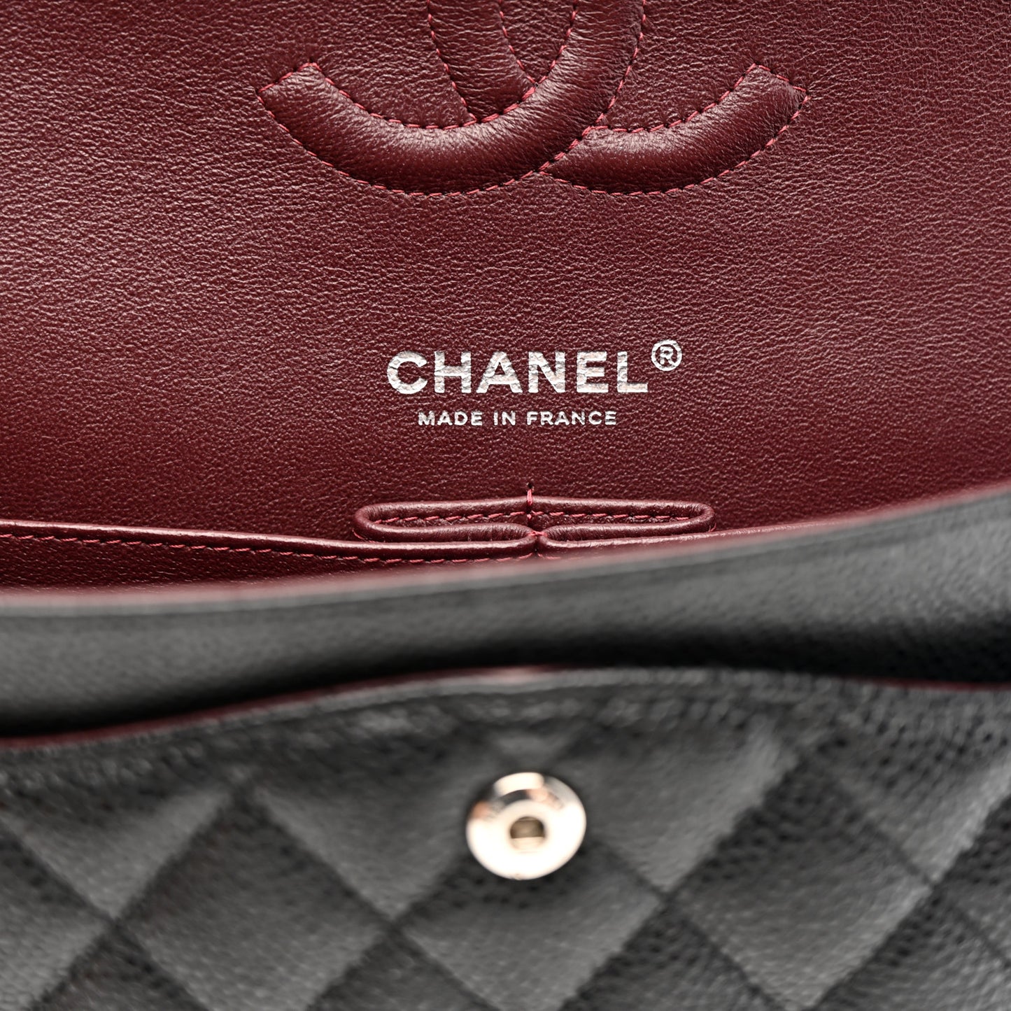 Caviar Quilted Medium Double Flap Black