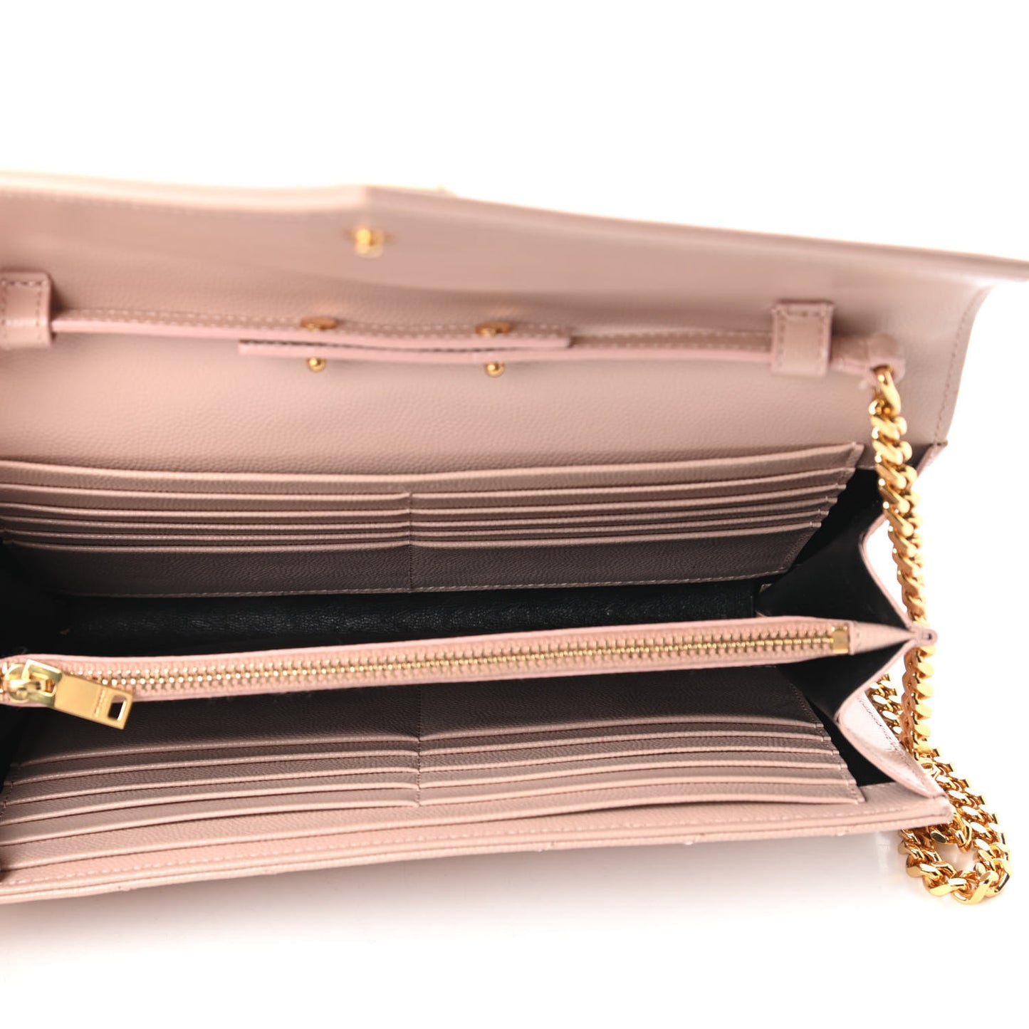 Grain De Poudre Matelasse Chevron Monogram Chain Wallet Pale Pink