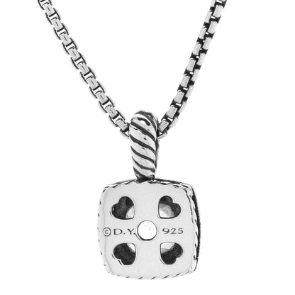 David Yurman Sterling Silver Diamond Morganite 7mm Petite Albion Pendant Necklace 4 of 6