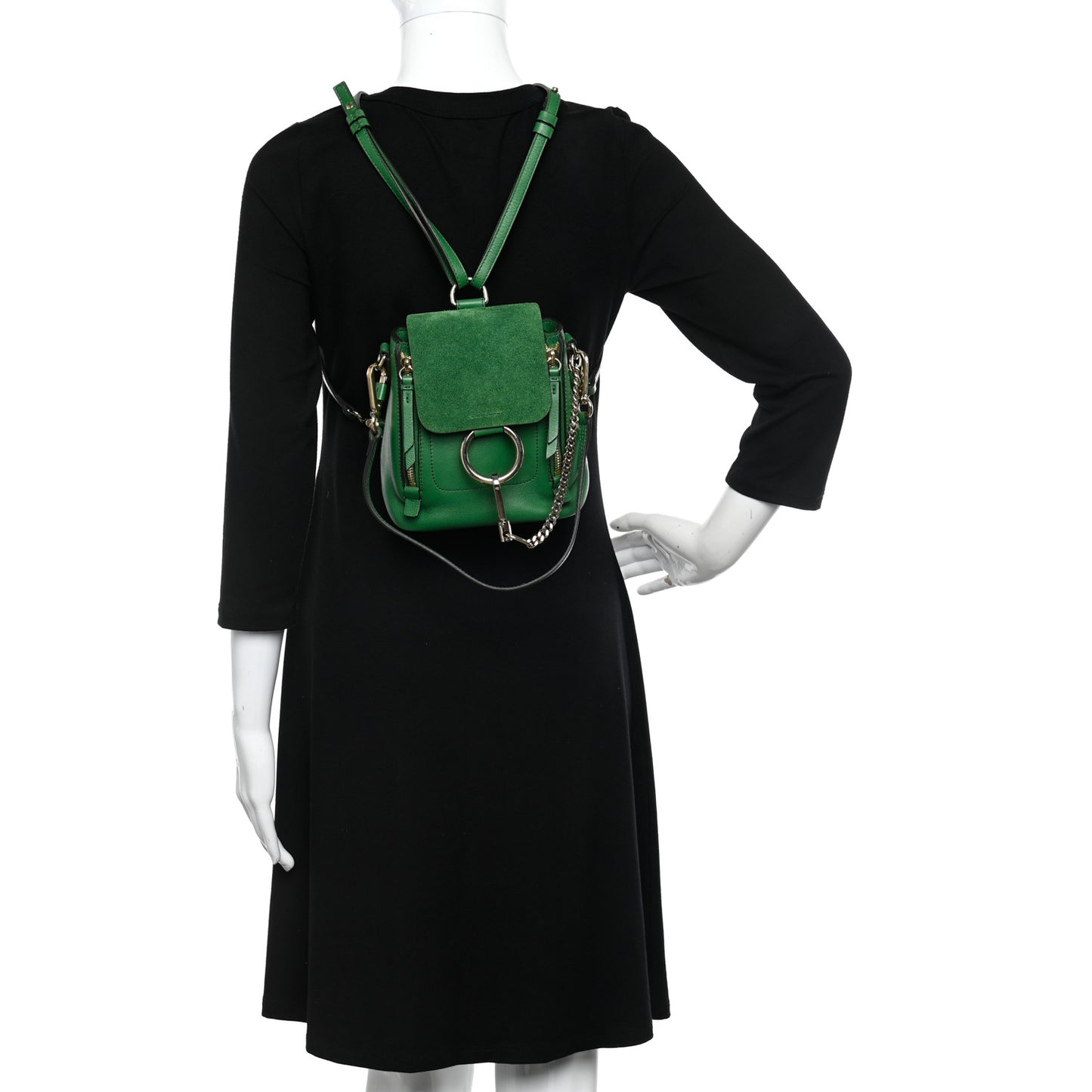 Suede Calfskin Mini Faye Backpack Pine Green