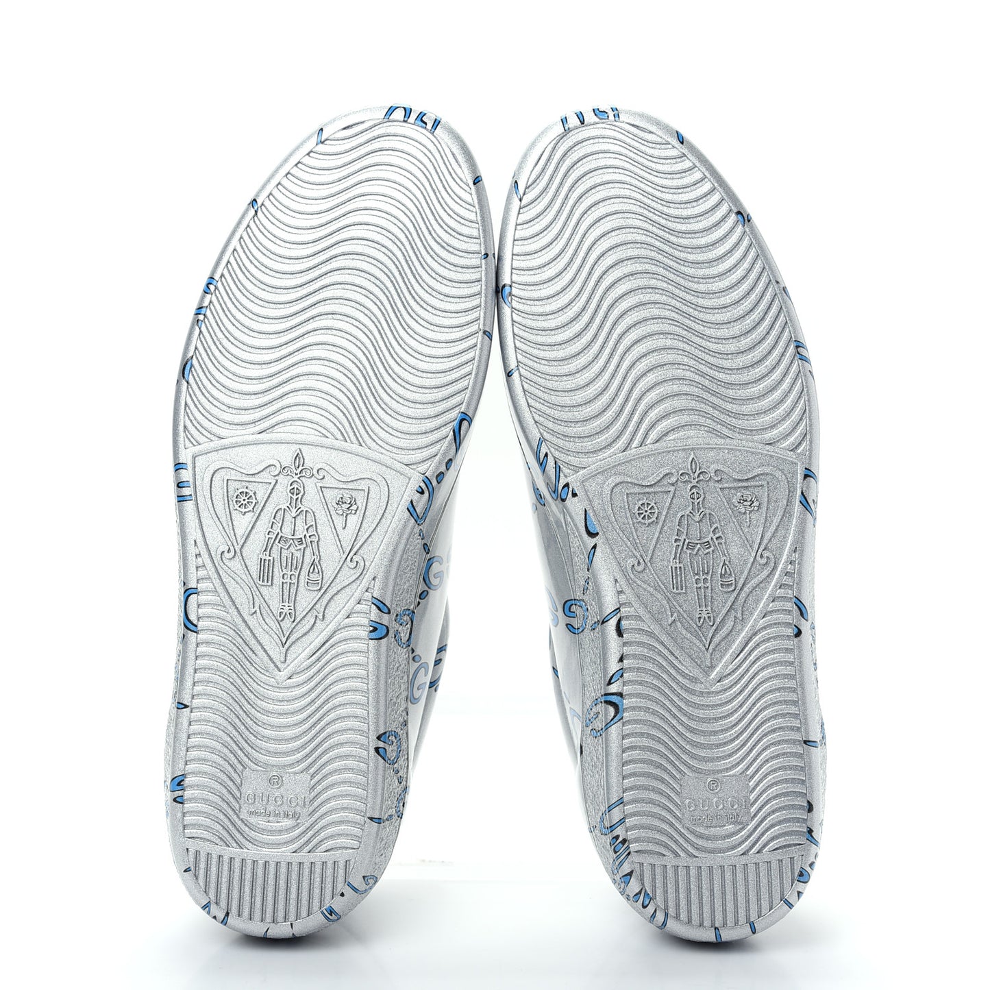Miro Rubber Wax GucciGhost Print Mens New Ace Sneakers 8 Silver
