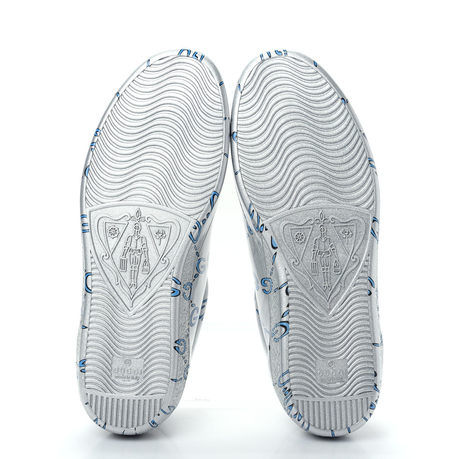 Gucci Miro Rubber Wax GucciGhost Print Mens New Ace Sneakers 8 Silver 6 of 10