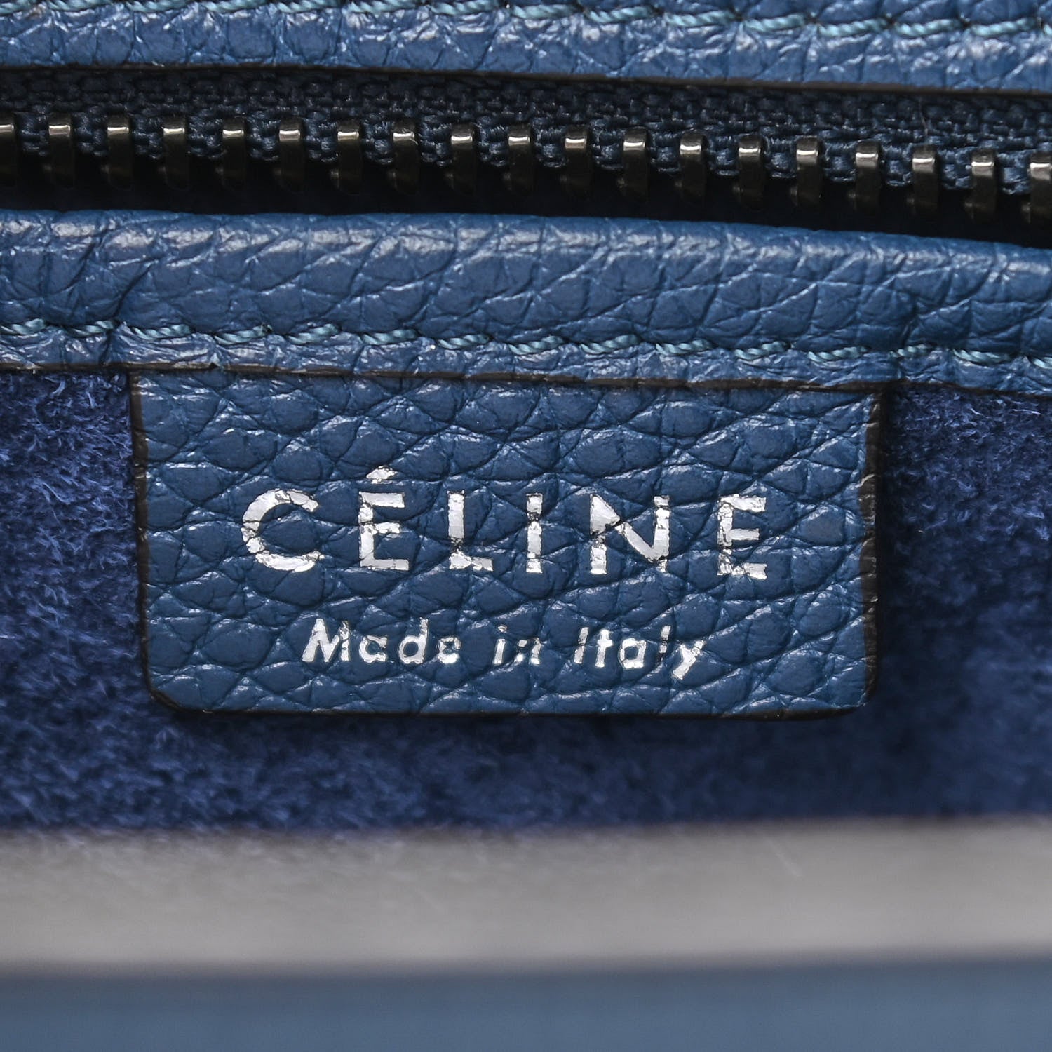 Celine Drummed Calfskin Nano Luggage Indigo 6 of 13