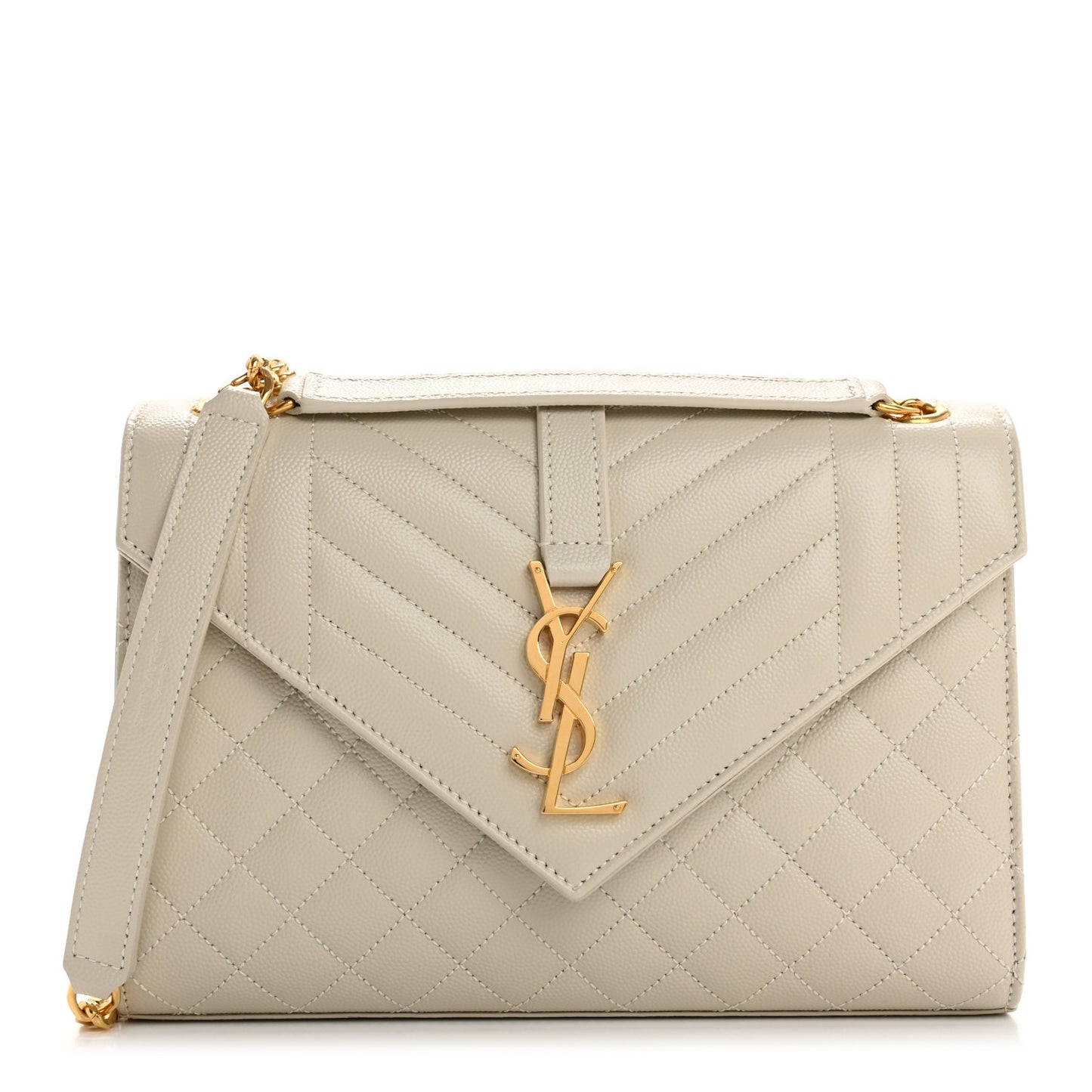 Grain De Poudre Textured Mixed Matelasse Medium Triquilt Monogram Satchel Crema Soft