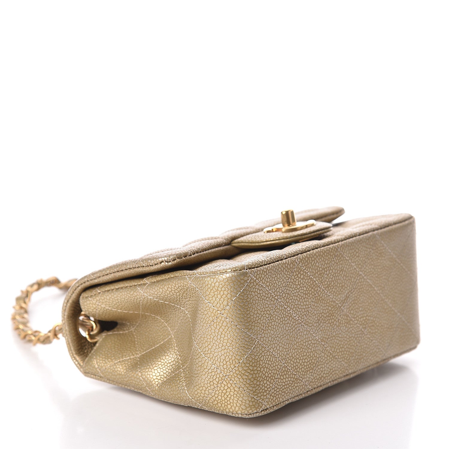 Chanel Metallic Caviar Quilted Mini Square Flap Gold 4 of 9