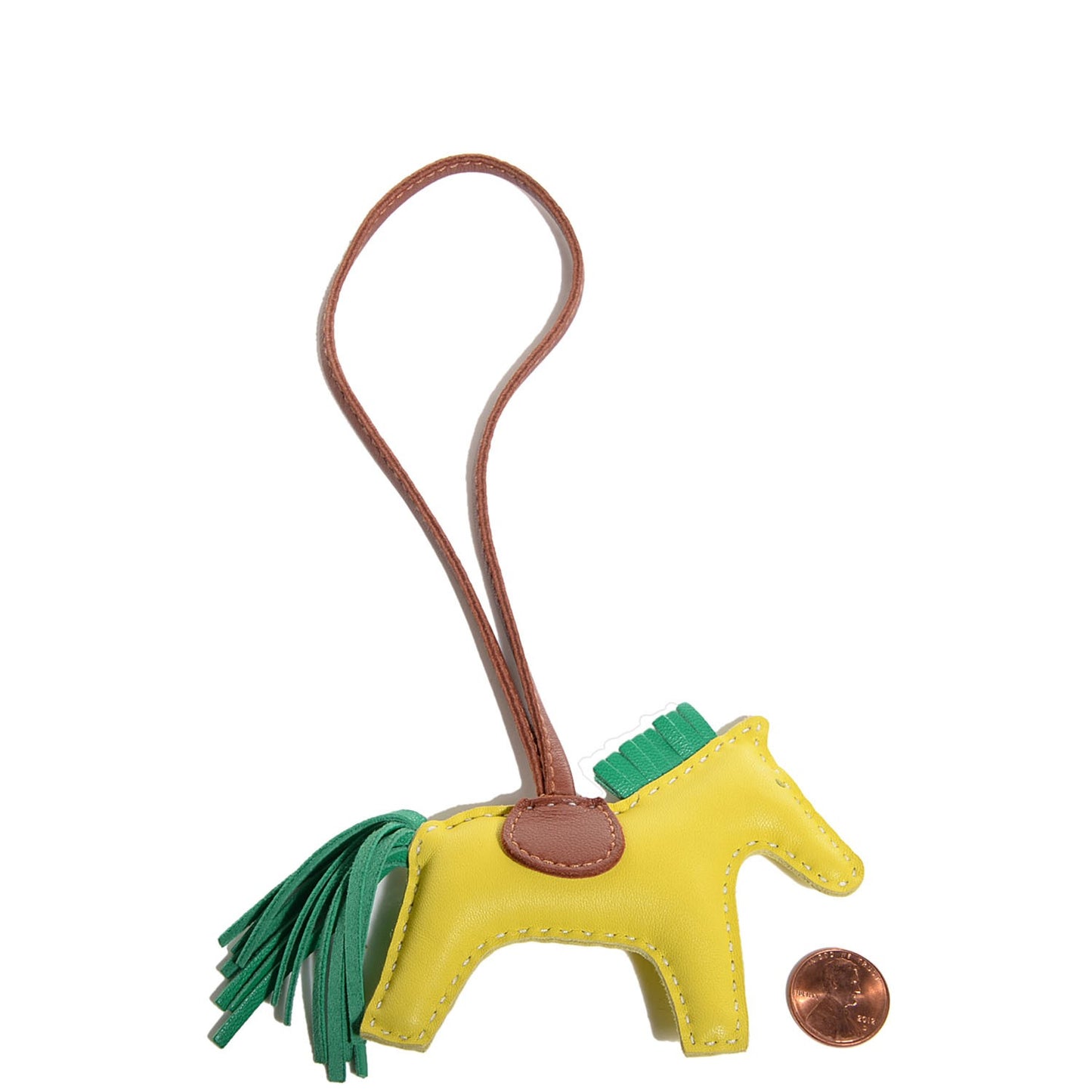 Milo Lambskin Grigri Rodeo Horse Bag Charm PM Lime Menthe Fauve