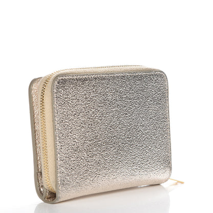 Saint Laurent Metallic Calfskin Monogram Compact Zip Around Wallet Grey 3 of 7
