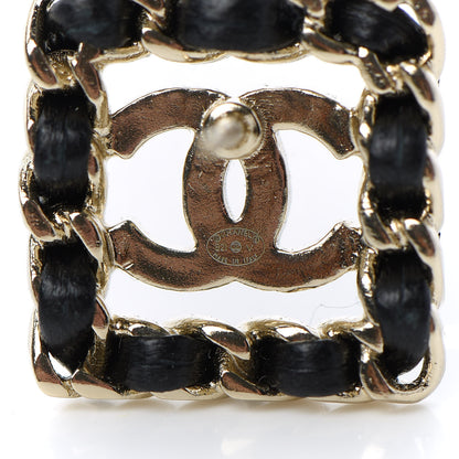 Chanel Crystal Lambskin Chain Sergeant Chanel Stud Earrings Black Gold 4 of 5