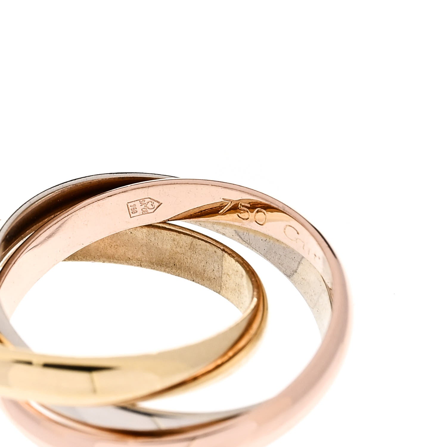 Cartier 18K Pink Yellow White Gold Small Trinity Ring 46 3.75 4 of 6