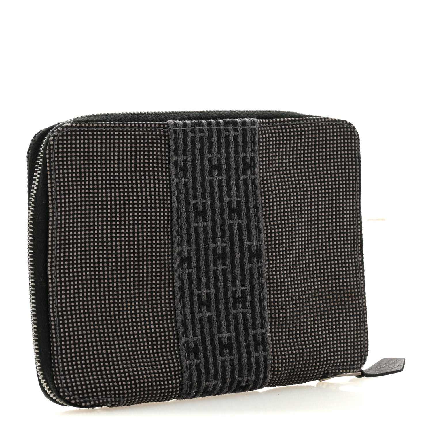 Hermes Canvas Herline Zip Wallet Grey 3 of 9