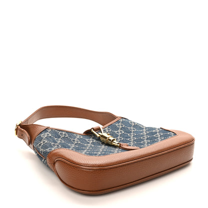 Gucci New Denim GG Monogram Calfskin Small Jackie 1961 Hobo Blue Tea Cuir 4 of 10