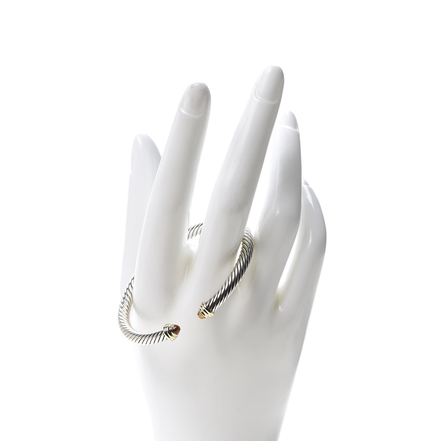 David Yurman Sterling Silver 14K Yellow Gold Citrine 4mm Cable Kids Birthstone Bracelet 2 of 5
