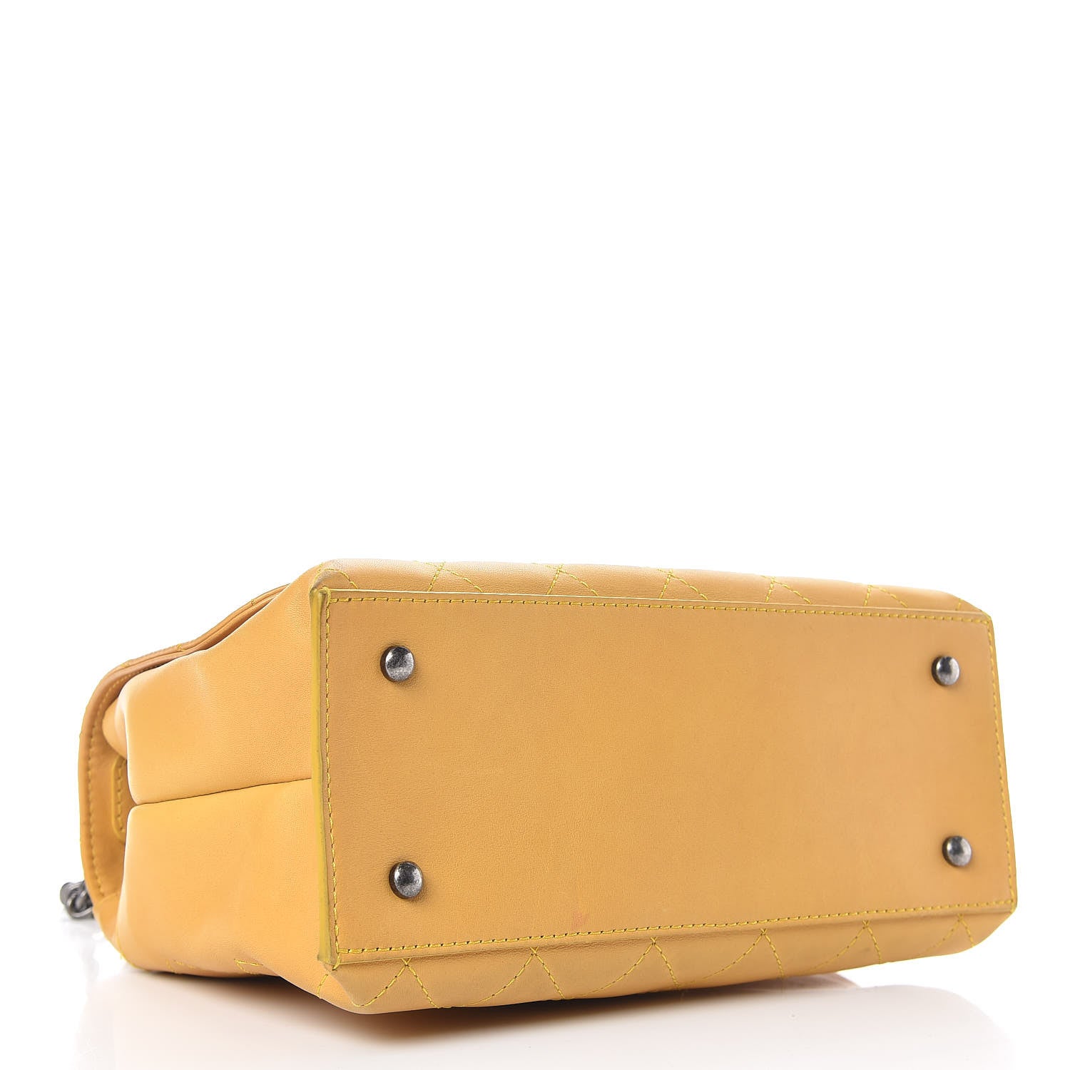 Chanel Calfskin Stitched Urban Luxury Top Handle Bag Yellow 4 of 20