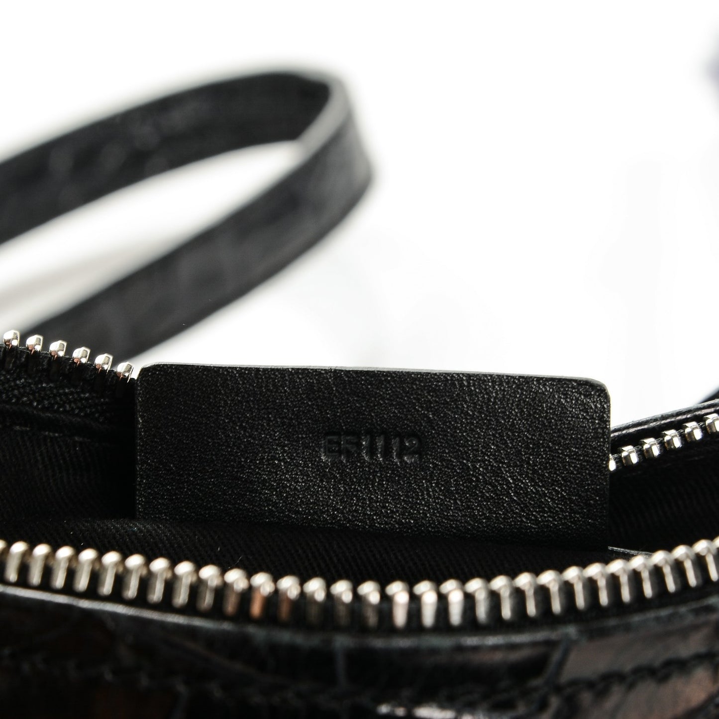 Calfskin Crocodile Embossed Small Pandora Black