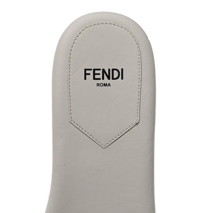 Fendi Woven Calfskin Zucca FF Flat Slide Sandals 37 White Black 6 of 9