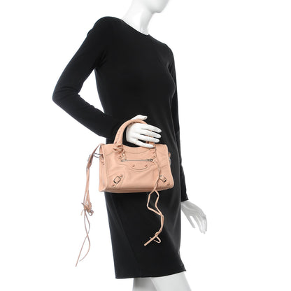 Balenciaga Matte Goatskin Rubber Covered Classic Hardware Mini City Rose Poudre 3 of 13