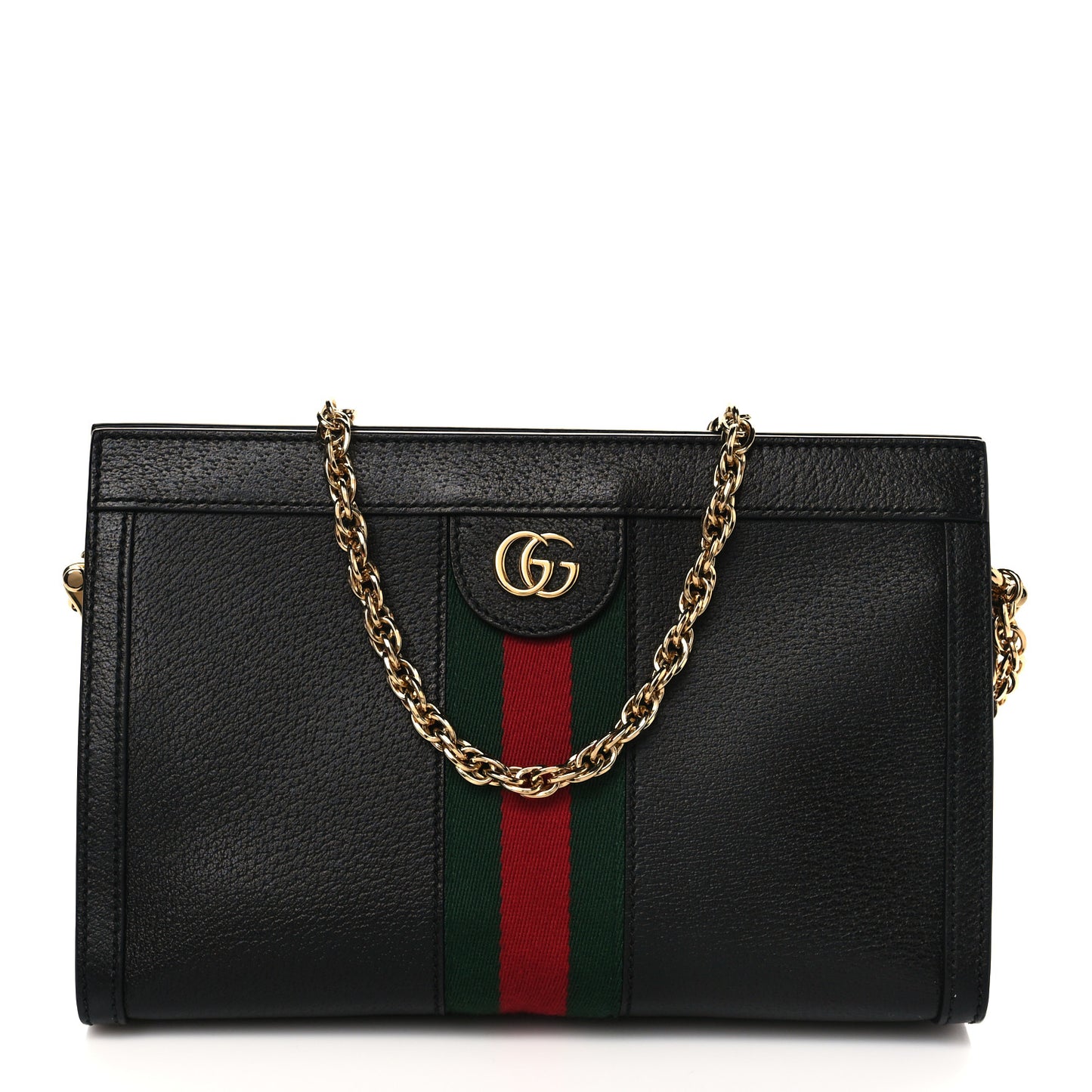Calfskin GG Web Small Ophidia Chain Shoulder Bag Black