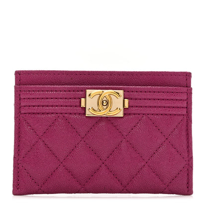 Chanel Caviar Quilted Boy Card Holder Fuchsia 1 of 9
