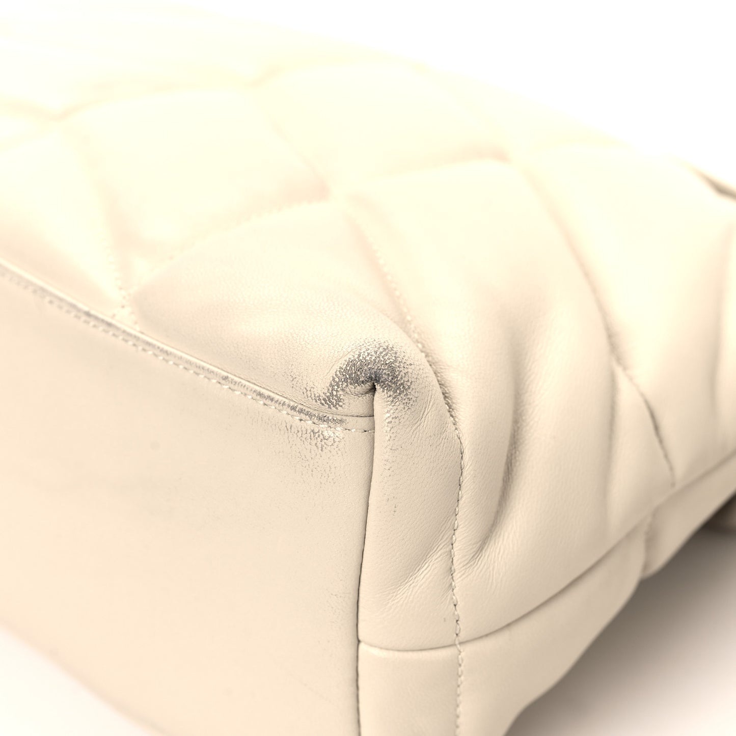 Lambskin Quilted Small Loulou Puffer Monogram Chain Satchel Blanc Vintage