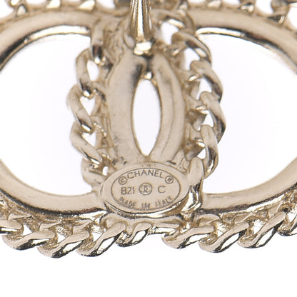 Chanel Crystal Chain CC Earrings Gold 4 of 5