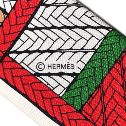 Hermes Silk Tresses H Twilly Rouge White Vert 3 of 4