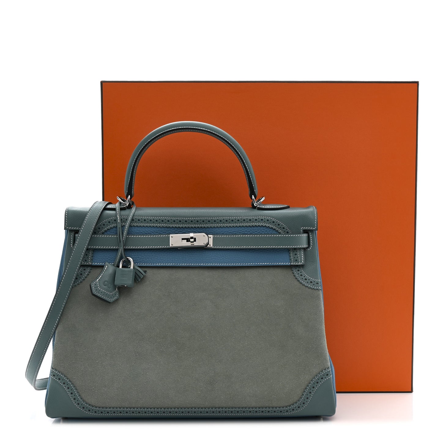 Veau Doblis Taurillon Clemence Evergrain Ghillies Kelly Retourne 35 Turquoise Ciel